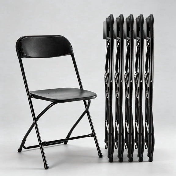 Kelno 6 Pack Plastic Folding Chairs 330lb Capacity Lightweight Foldable Chairs with Metal Frame Indoor Outdoor Stackable Seating, Black
