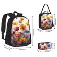 thumbnail image 2 of Easygdp Colorful Wildflower Meadow Mochila para Niños y Niñas con Set de Caja de Almuerzo y Estuche para Lápices 3 en 1, Mochila Escolar Estampada para Adolescentes, 2 of 7