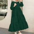 thumbnail image 1 of Gspmoly Robes pour Femmes, Mode Féminine Col Rond Ample Manches Longues Robe Longue Unie Robe Formelle pour Femmes Offres de Vacances, 1 of 9