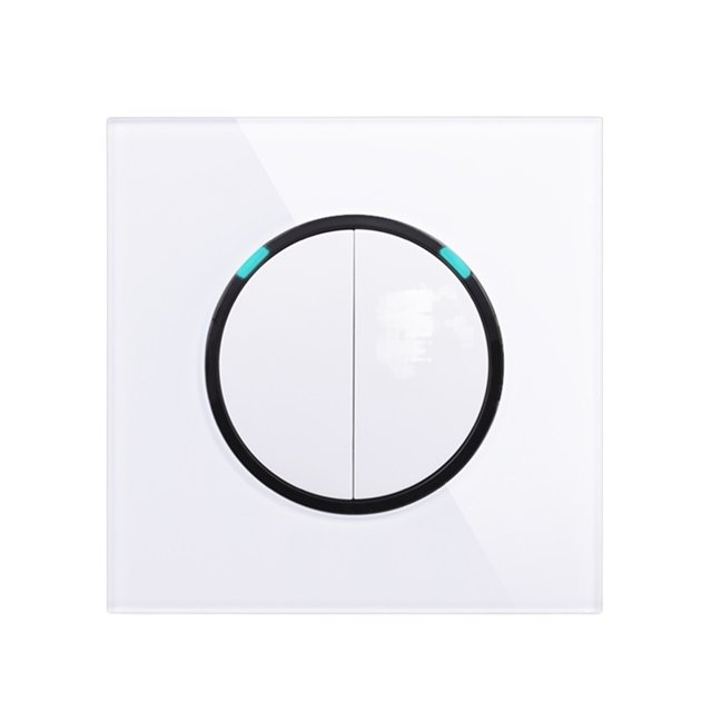 2 Gang 1 Way Random Click Push On / Off Wall Light Switch With LED Indicator Tempered Crystal Glass Panel 16A Grey ,Trusted and Reliable