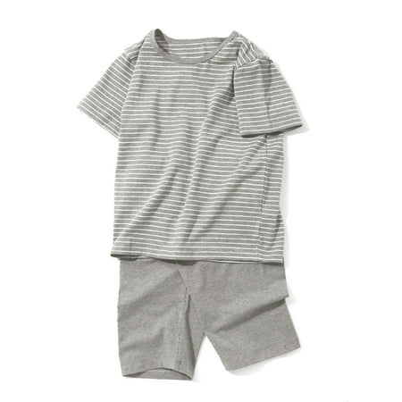 

Bescita Kids Pajamas Sets Boys Girls Short Sleeve Striped Tops+Shorts Sleepwear Outfits