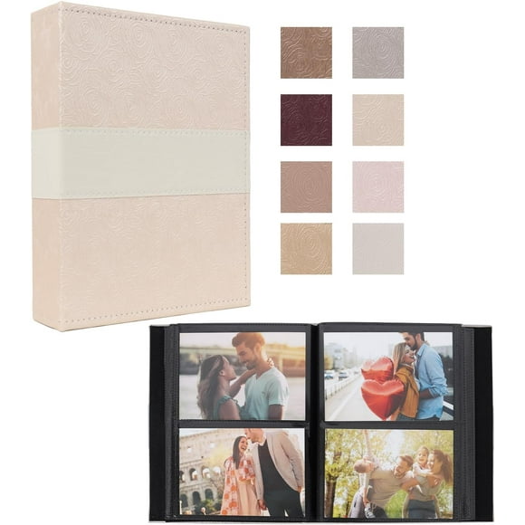 shiyou-Small Photo Book 200 Photos 4x6 Pictures Leather Cover Photo Album for Family Travel Wedding Kids (Light Yellow)