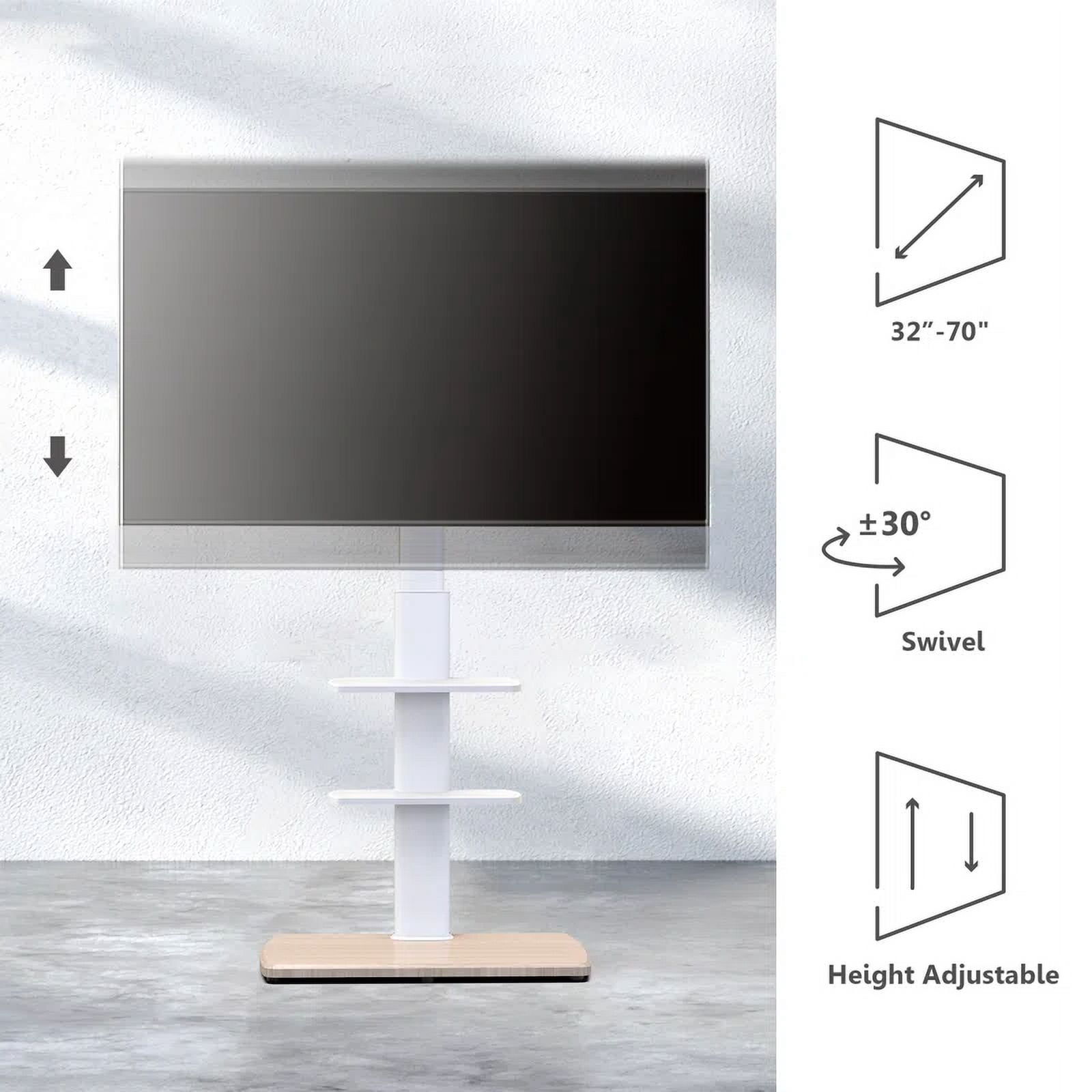FITUEYES Universal Corner TV Stand for 32-70 inch with Sturdy Wood Base,Height Adjustable, White