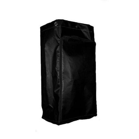 American Supply Replacement Janitorial Cart Bag 10.5"Wx17.5"Dx32" Long Vinyl with 6 Solid Brass Grommets and Front Opening Zipper Color Black