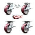 thumbnail image 2 of 6 Inch Poly on Aluminum Caster Set with Roller Bearing 4 Brake and 2 Swivel Lock, 2 of 2