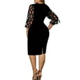 thumbnail image 3 of Enwejyy Womens Plus Size Dresses Cocktail Party Business Ball Gown Floral Print 3/4 Sleeve Lace Stitching Bodycon Dresses Plus Size, 3 of 3