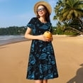 thumbnail image 4 of Vsdgher Vaisseau Spatial pour Femmes Été 2025 Robes Midi Décontractées Légères Manches Courtes Col Rond Robe de Plage, 4 of 6