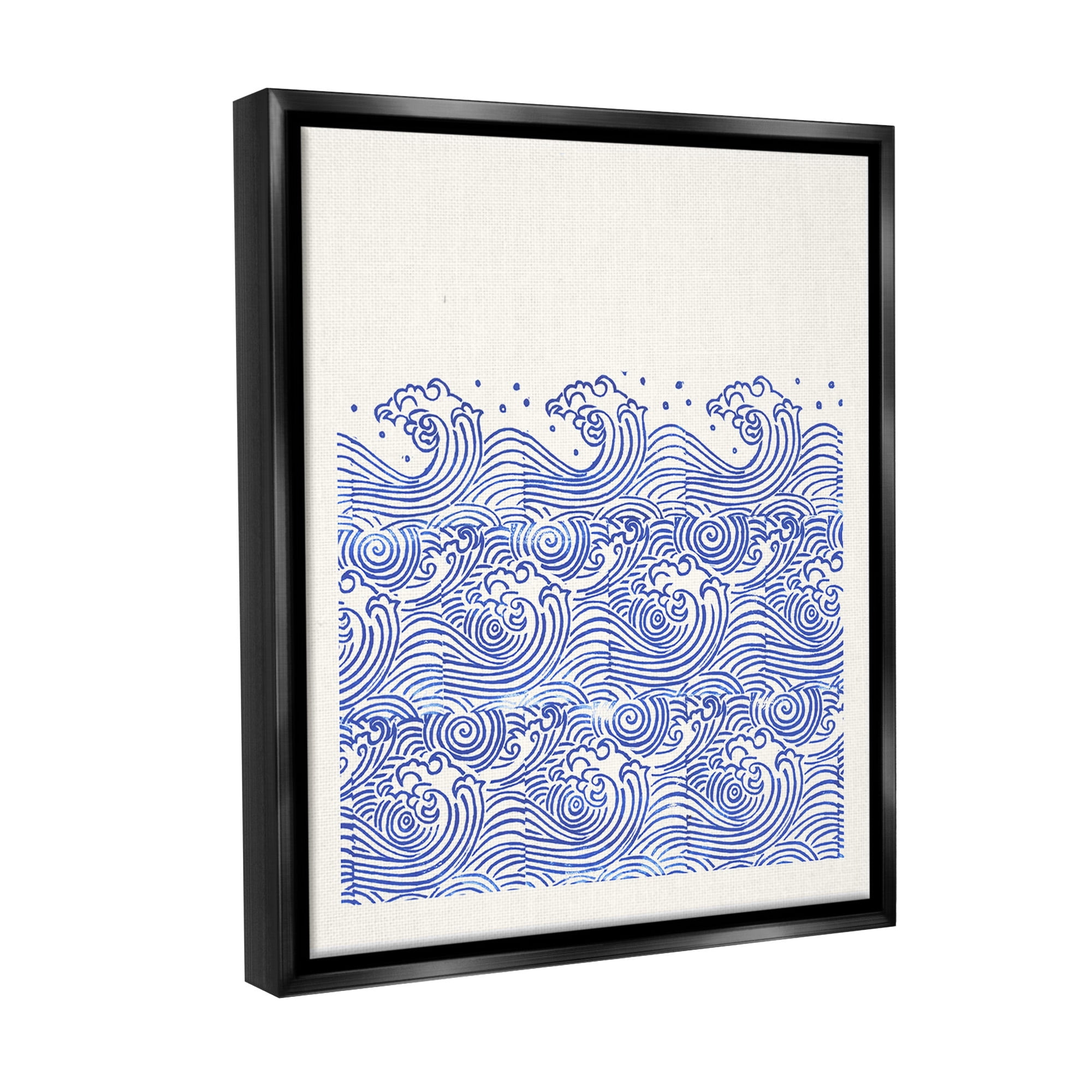 Stupell Industries Abstract Curving Waves Abstract Painting Black Floater Framed Canvas Art Print Wall Art, 25 x 31