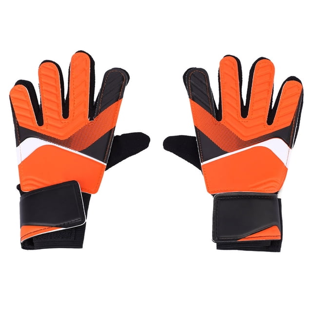 Guante de portero para niños, guantes antideslizantes de látex para dedos de fútbol (naranja L)