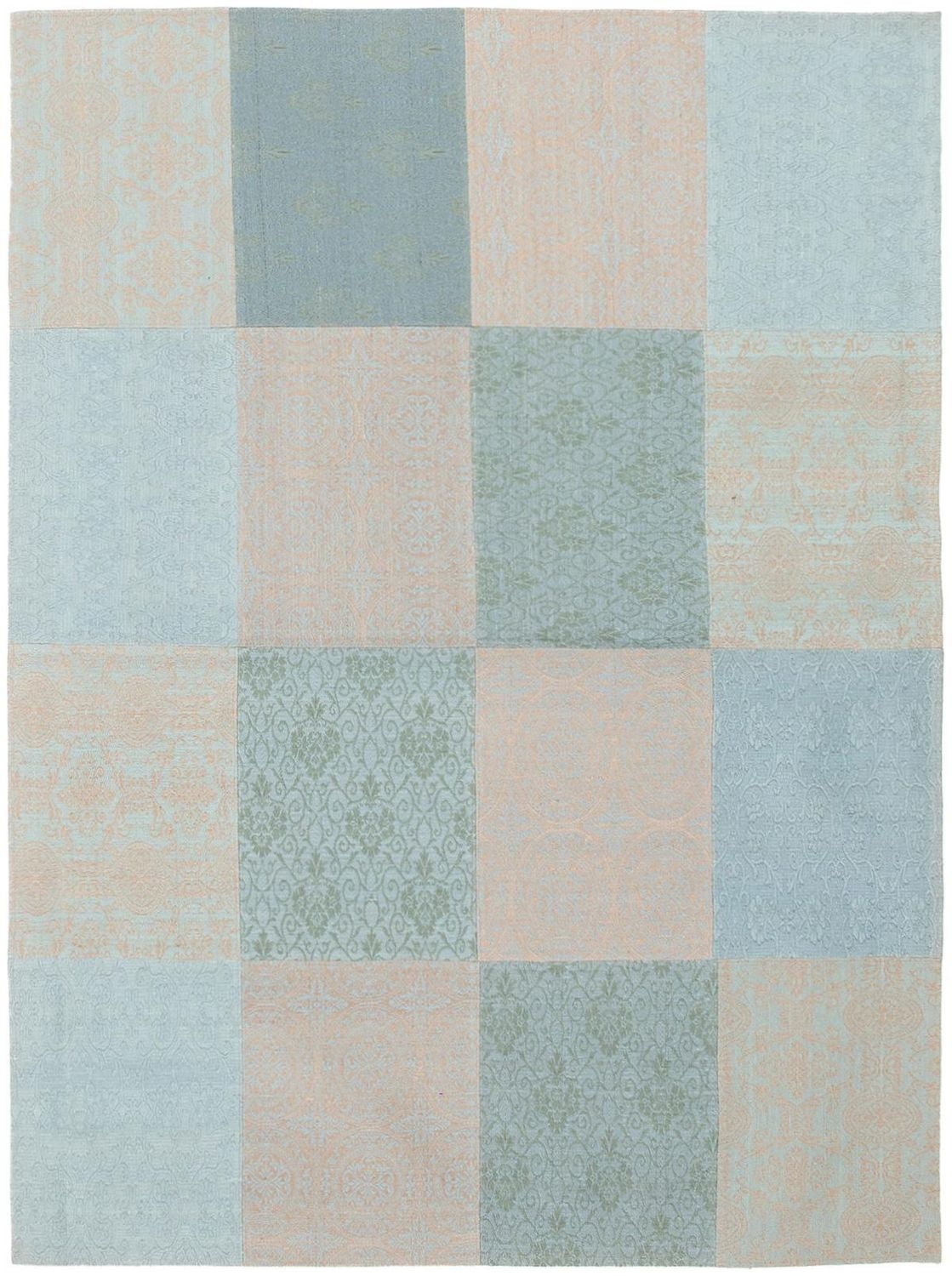 ECARPETGALLERY 5'8" x 7'8" Contemporary Collage Handmade Area Rug for Living Room, Dining Room and Bedroom in Blue