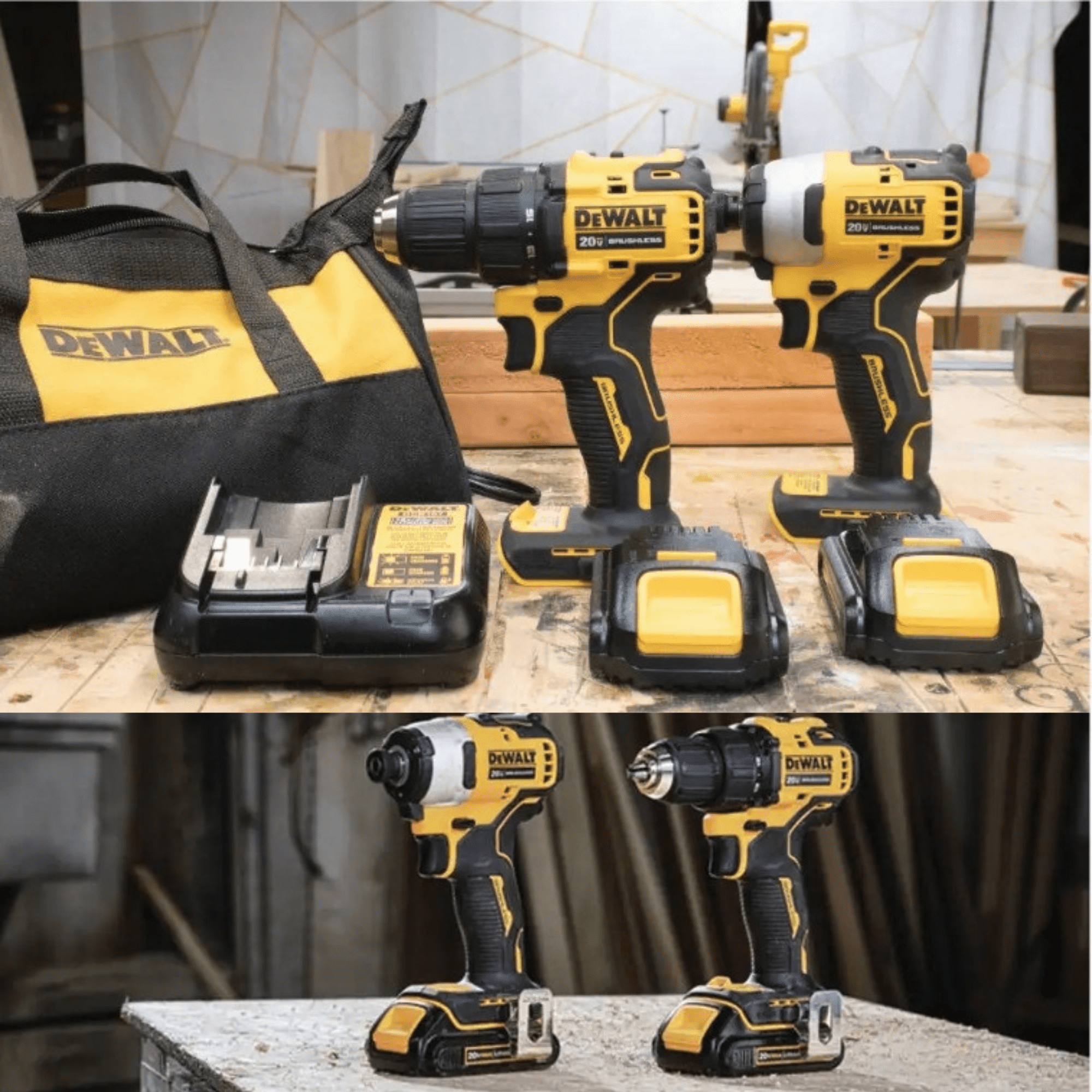 Ripley - DEWALT TALADRO PERCUTOR 20V ATOMIC BRUSHLESS + 2 BATERIAS 20V MAX  2AH +CARGADOR+_DCD709D2-B2