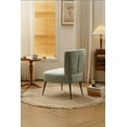 thumbnail image 2 of Velvet Fabric Accent Slipper Chair With Black Metal Legs For Dining room Living Room Bedroom,Light Blue, 2 of 4