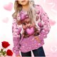 thumbnail image 1 of Sudadera con capucha para niños, camiseta de manga larga con estampado de cuello redondo para niños y niñas mayores, sudadera con capucha, top de poliéster para niña, 1 of 6