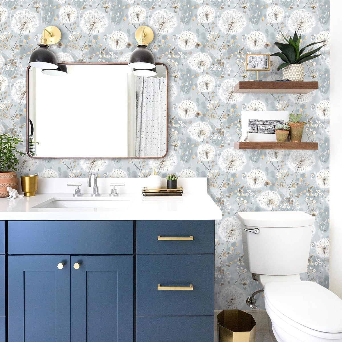 Floral Wallpaper Peel and Stick Dandelion Wallpaper Floral Contact Paper 17.7"x118.1" Vintage Flower Contact Paper Boho Self Adhesive Removable for Bedroom Cabinets Decorative Wall Vinyl