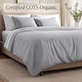 thumbnail image 5 of Bare Home Organic Cotton Duvet Cover Set - 400 Thread Count - Sateen Weave - Queen, Light Gray, 3-Pieces, 5 of 10