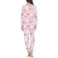 thumbnail image 3 of Renewold Pink Pajama Tops Size 2XL Easter Rabbit Floral Sleepwear Clothing for Women Comfort Long-Sleeve Pullover Tracksuit and Elastic Waist Long Pants Set of 2, 3 of 4