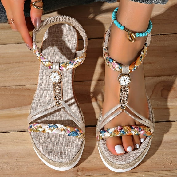 Abomasnow Summer Sandals for Women 2025 Boho,Beach Shoes Women Sandals,Vintage Wedge Sandals for Women,Sandalias De Mujer De Vestir Elegantes,Womens Wide Width Sandals with Arch Support