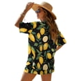 thumbnail image 2 of Xoenoiee Lemon Leaves Print Women's 2 Piece Beach Outfits Short Sleeve Shirts and High Waist Shorts Lounge Sets Casual Tracksuit Set Beachwear, XL, 2 of 7
