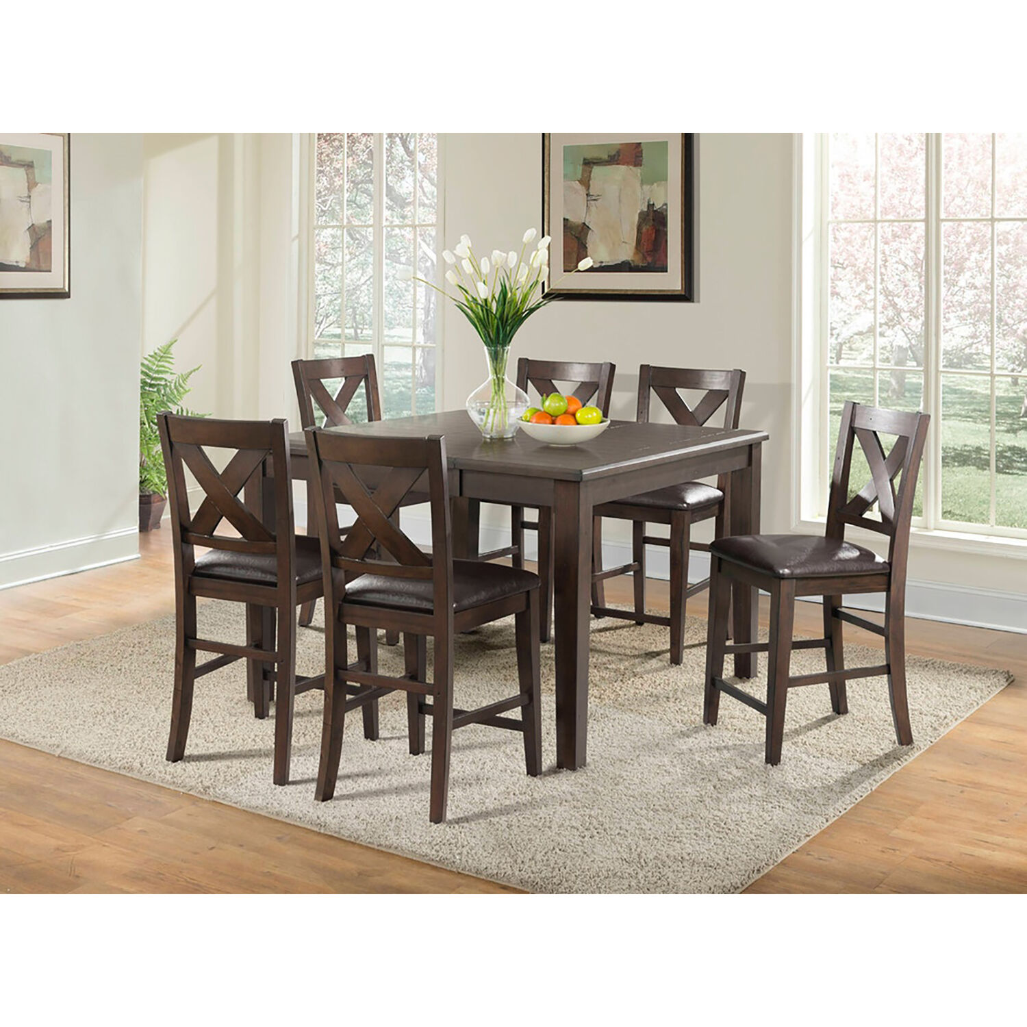 7 piece counter height dining set with leaf