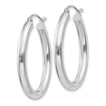 thumbnail image 2 of 14k White Gold Polished 3.5mm Oval Tube Hoop Earrings, 2 of 3