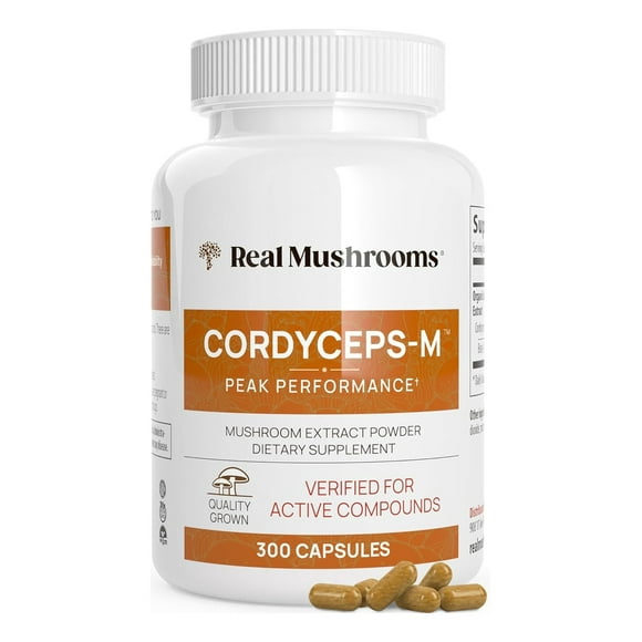 Real Mushrooms™ Cordyceps-M Peak Performance | 300 Cápsulas | Energía Natural y Apoyo Inmunológico con Cordyceps Militaris