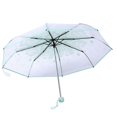thumbnail image 2 of 1 x Fashion Transparent Folding Umbrella Princess Cherry Blossom Pattern Light Green, 2 of 4