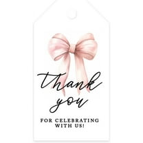 Koyal Wholesale Pink Bow Baby Shower Tags for Favors Thank You For Celebrating With Us Thank You Tags with String 20 Pack