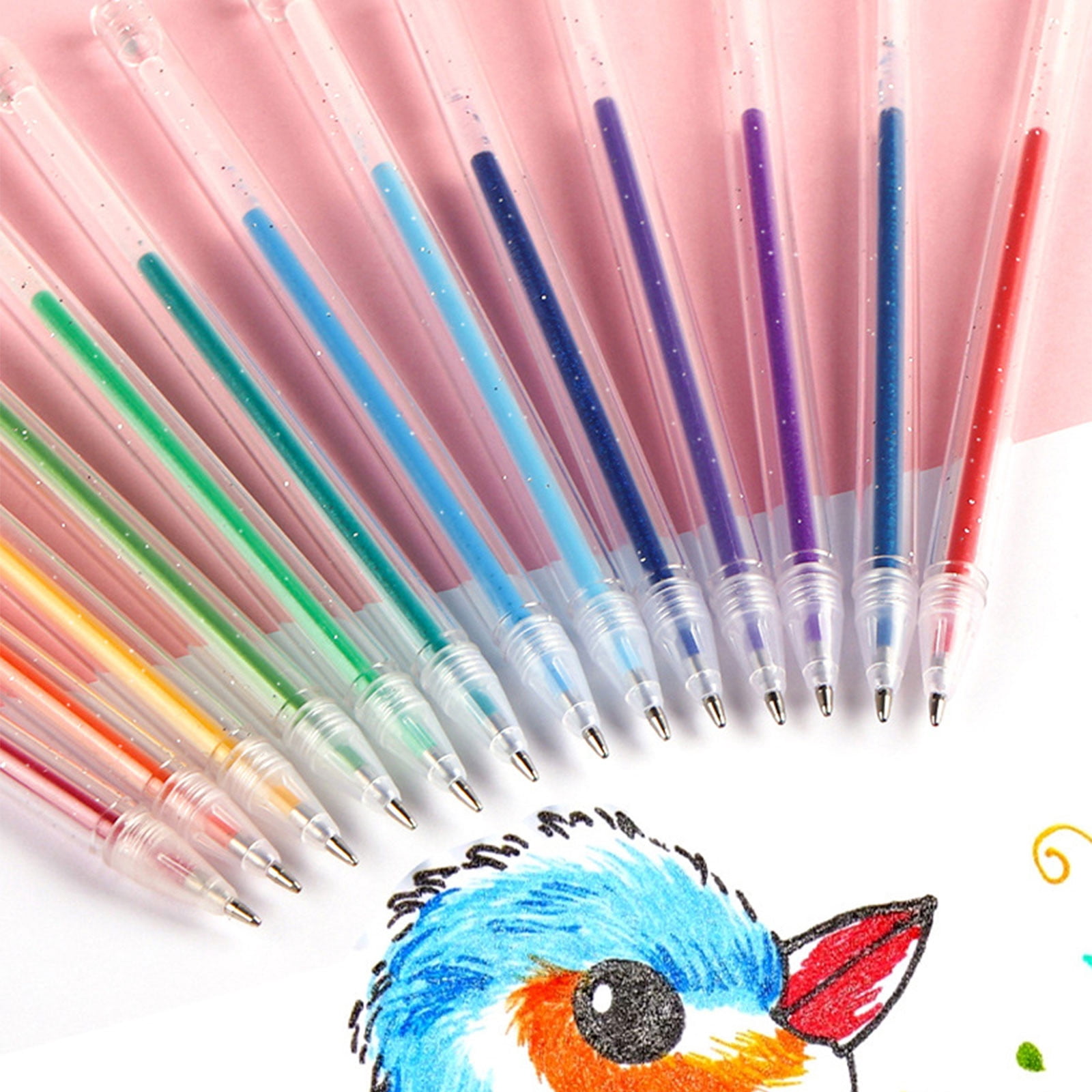 Glitter Gel Pen Set, 12 Color Shimmer Metallic Markers, Smooth Ink for Adult Coloring Books, Drawing Journaling Scrapbooking Art Projects, Neon Pens