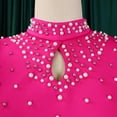 thumbnail image 6 of AURA Women’s Beaded Bodycon Midi Dress Ruffle Short Sleeves Half High Neck Zipper Solid Color S-5XL, 6 of 7