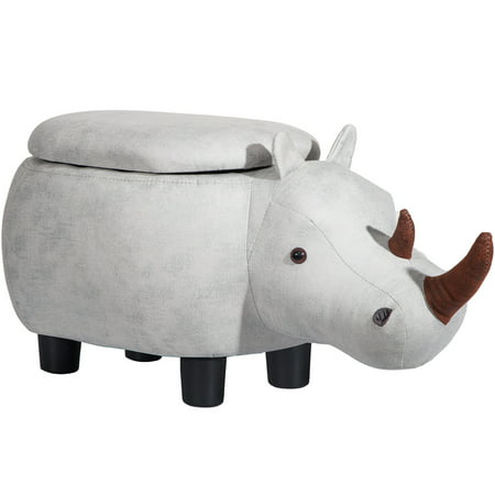 Ottoman with Storage, Kids Upholstered Footrest Stool with Vivid Adorable Animal Shape, Soft Ride-on Seat for Living Room, Bedroom, Dorm, Apartment, (Best Dogs For Kids And Apartments)