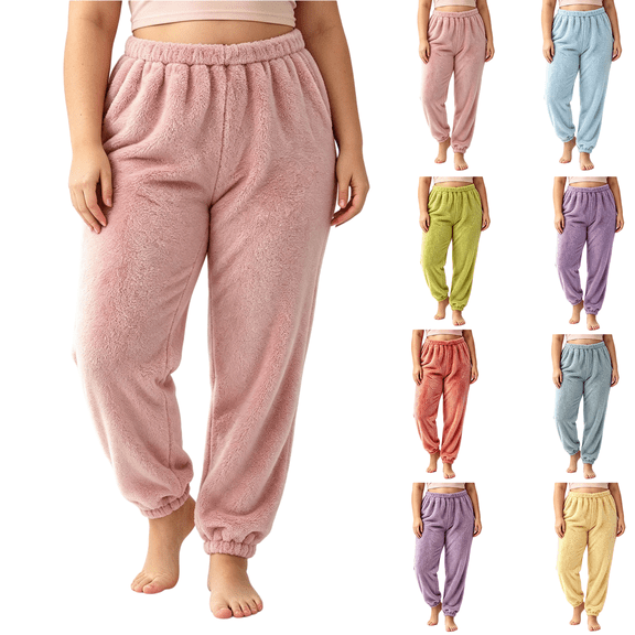 Vamor Winter Pajama Pants for Women Fleece Pants Thick plush Pants Lounge Pants High Waist PJ bottoms LoungeWear