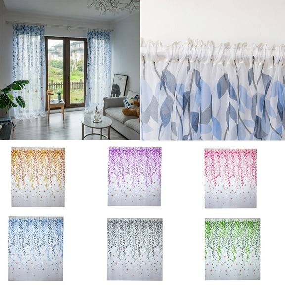 1X One Curtain Leaves Sheer Curtain Tulle Window Treatment Voile Drape Valance 1 Panel Fabric Curtain
