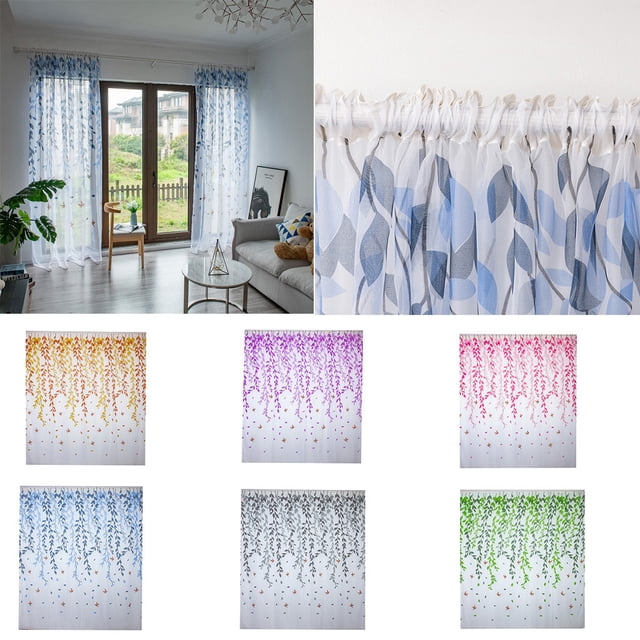 Xihbxyly Cortina Transparente con Hojas, Que Filtra Suavemente La Luz Natural, Decoración Elegante y Acogedora para El Hogar, Cortina Moderna para Ventanas, Uso Versátil para Ventanas y Puertas, Idea