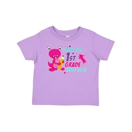 

Inktastic Look out 1st Grade Here I Come with Cute Pink Monster Gift Toddler Boy or Toddler Girl T-Shirt