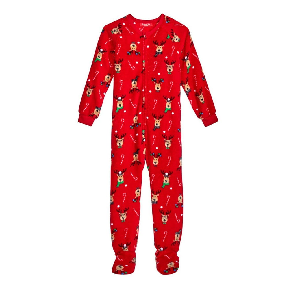 Family PJs Family PJs Reindeer Kids Christmas Footed Pajamas