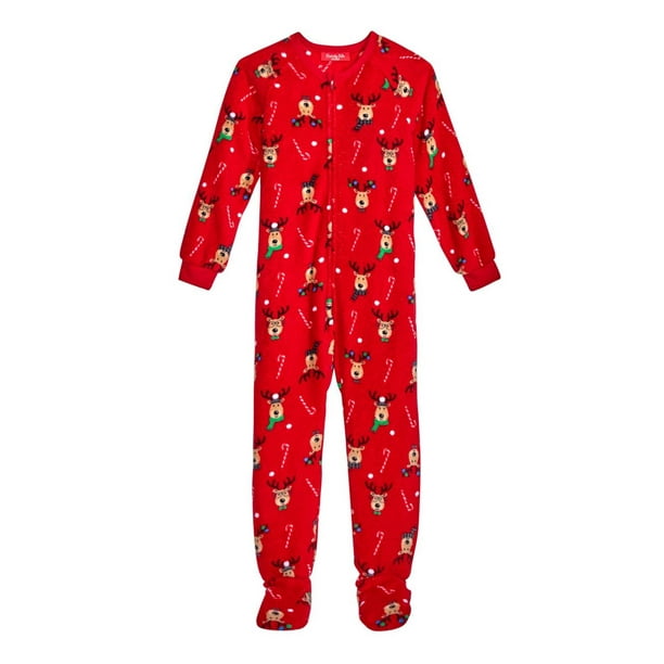 Family PJs Family PJs Reindeer Kids Christmas Footed Pajamas