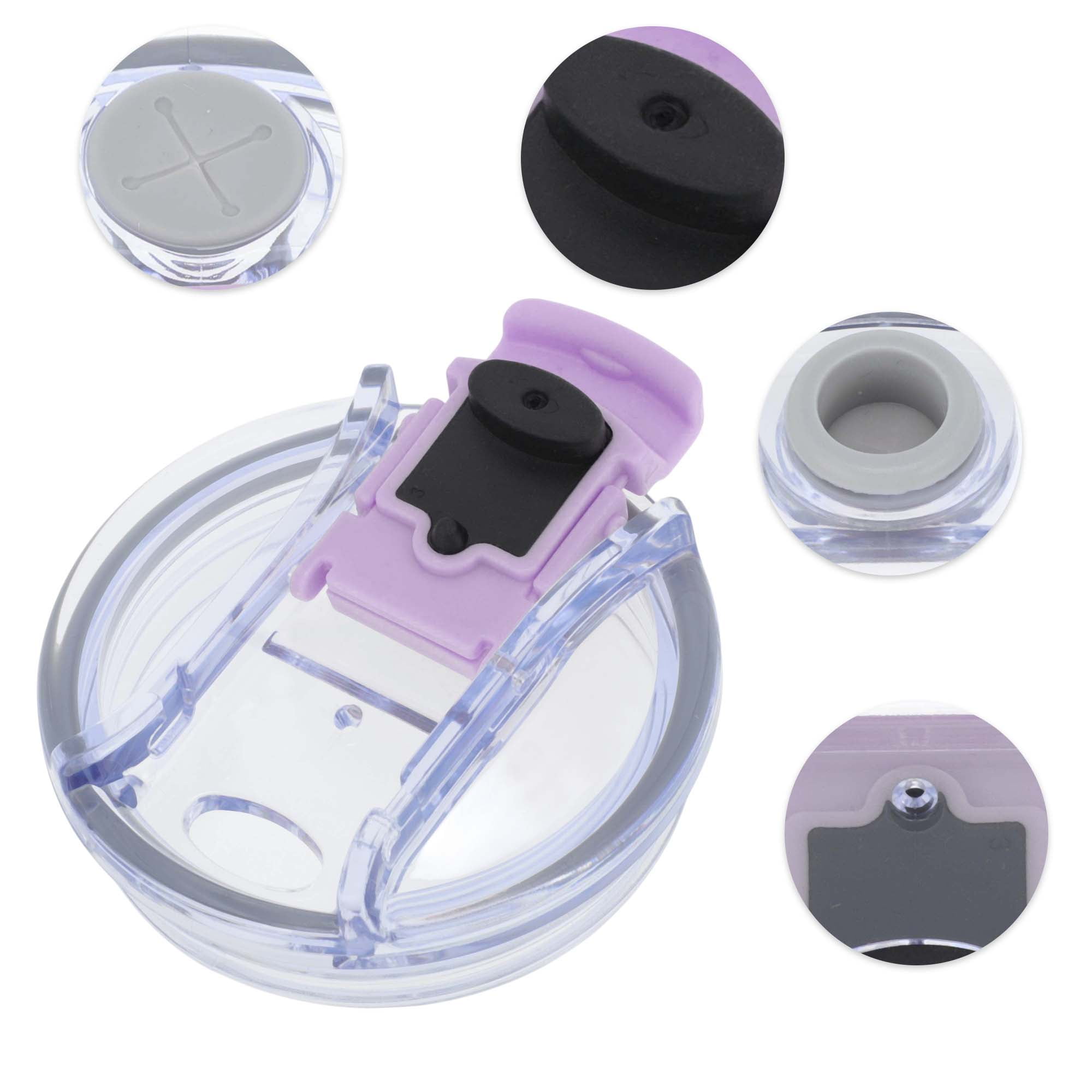Unique Bargains 1 Pc Durable Tumbler Lid with Magnetic Slider and O-Rings Purple