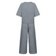 thumbnail image 5 of CILENON Sweat Suit Women Womens Casual Printing Suit Crew Neck Short Sleeve Shirt And Trousers Pants Two Piece Set 2 Piece Sets for Women Comfy Travel Outfits for Women (Gray,M), 5 of 5