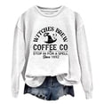 thumbnail image 4 of Trendfront Womens Halloween Witches Brew Coffee Crewneck Long Sleeve Graphic Print Letter Print Fall Theme Top Pullover Sweatshirt, 4 of 4