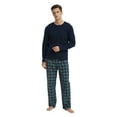 thumbnail image 3 of Apparonia Men's Pajamas Sets Plaid Sleepwear Long Sleeve Shirts and Pants Lightweight Soft Mens Pjs Lounge Set with Pockets Navy White Plaid L, 3 of 6