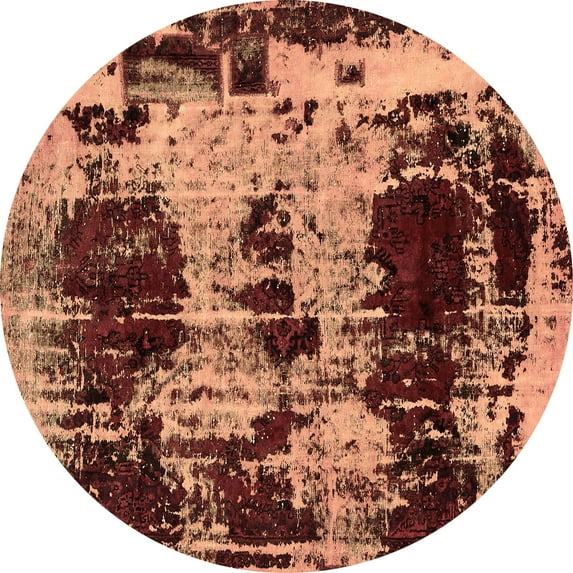 Ahgly Company Indoor Round Patchwork Brown Transitional Area Rugs, 5' Round