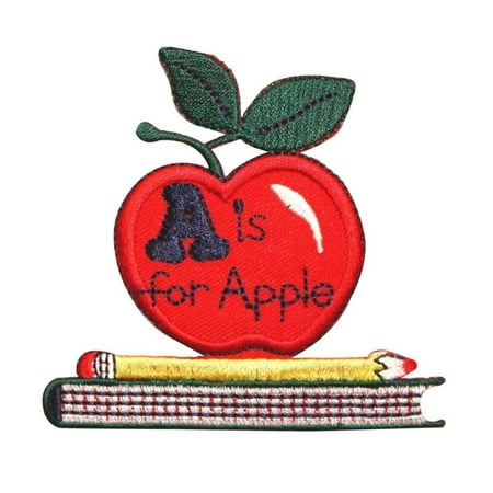 Teacher Icon - ID 0955 A is for Apple Patch School Teacher Class Embroidered Iron On Applique