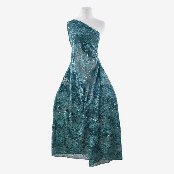 Zelouf Coco Floral Lace W/sequins  , Sewing, DIY, Crafts Fabric by the Yard, Petral Shadow, 3 Yard