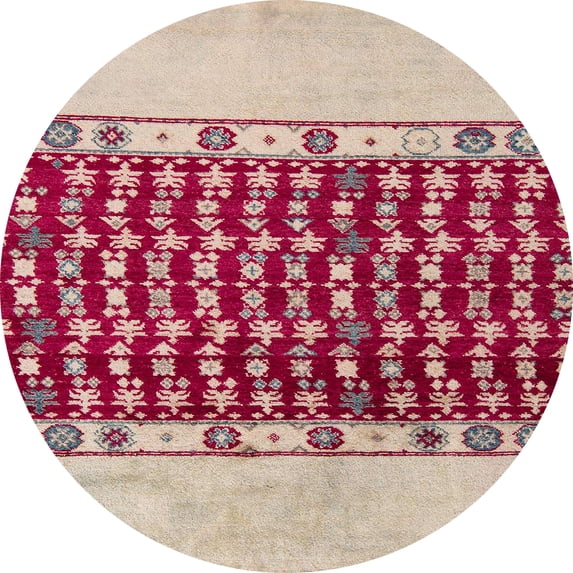 Ahgly Company Indoor Round Abstract Brown Abstract Area Rugs, 6' Round