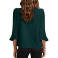 thumbnail image 3 of Qaspx Womens Blouses 3/4 Sleeve Dressy Tops Casual V Neck Office Shirts, 3 of 6