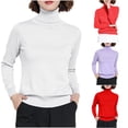 thumbnail image 3 of Gpaecead Women's Classic Thin Turtle Neck Top - Lightweight Long Sleeve Knit Shirt Watermelon Red, 3 of 3
