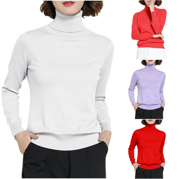 Ashirexll Winter Sweaters Pullover Sweaters for Women Classic Lightweight Long Sleeve Turtleneck Sweater Casual Comfortable