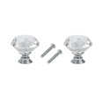 thumbnail image 1 of Tiradores para gabinete Wacnune, 2 piezas, cristal transparente, plata, 25 mm, 1 of 7