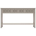 thumbnail image 2 of 60" Accent Console Table, Modern Sofa Table with 2 Different Size Storage Drawers and Bottom Shelf, Long Solid Wood Entryway Table for for Hallway, Living Room, Foyer, Gray Wash, 2 of 9