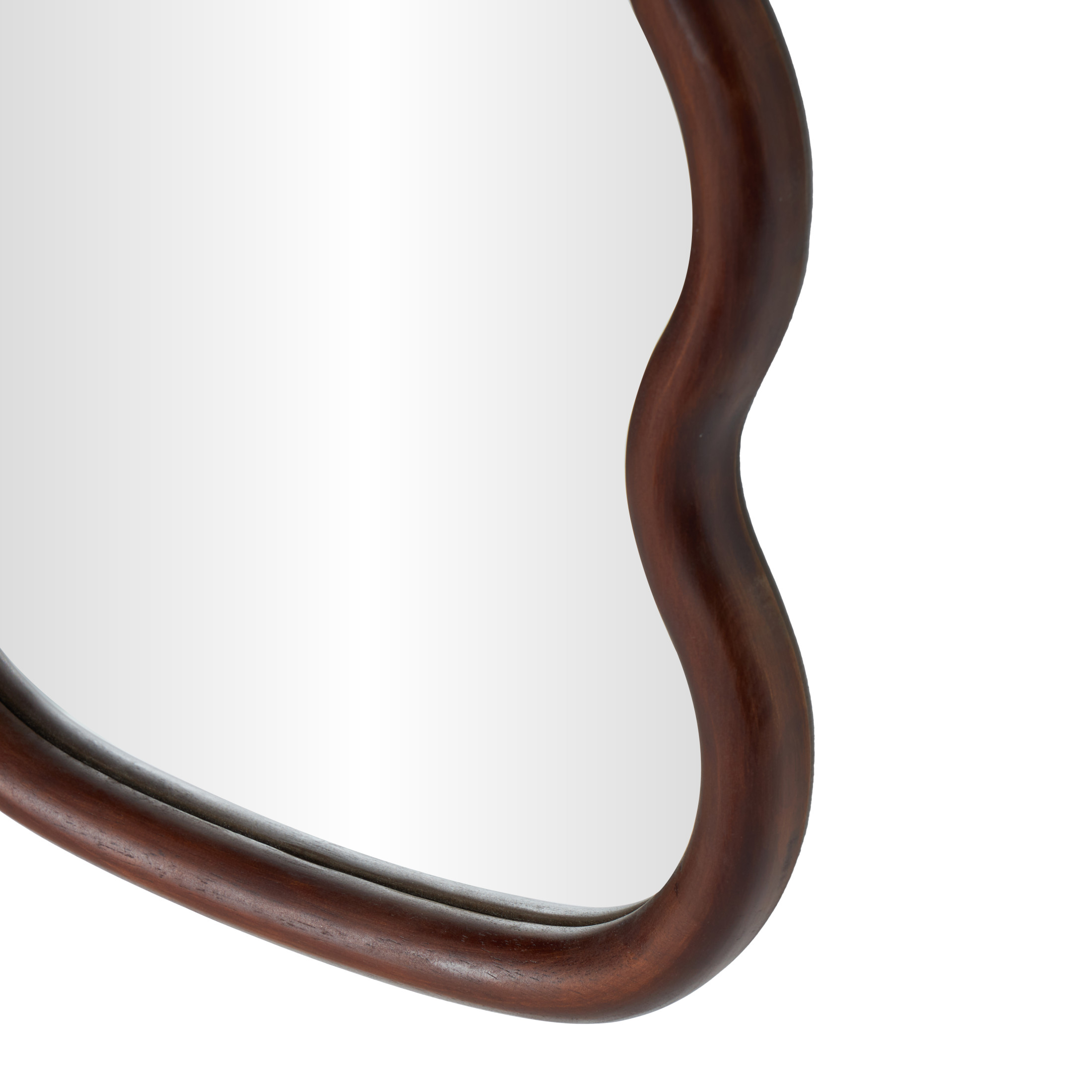 DecMode 16" x 47" Dark Brown Handmade Wavy Abstract Wall Mirror